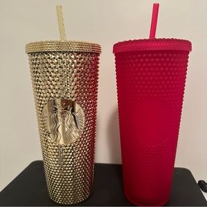 Starbucks Cups gold studded and pink studded